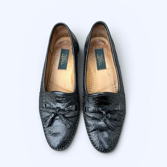 Zelli Ostrich Nappa Tassel Loafers Black Leather Mens Dress Shoes Size 7.5 Italy main image 7